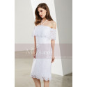 Off-The-Shoulder Short White Lace Dress - Ref C1903 - 07