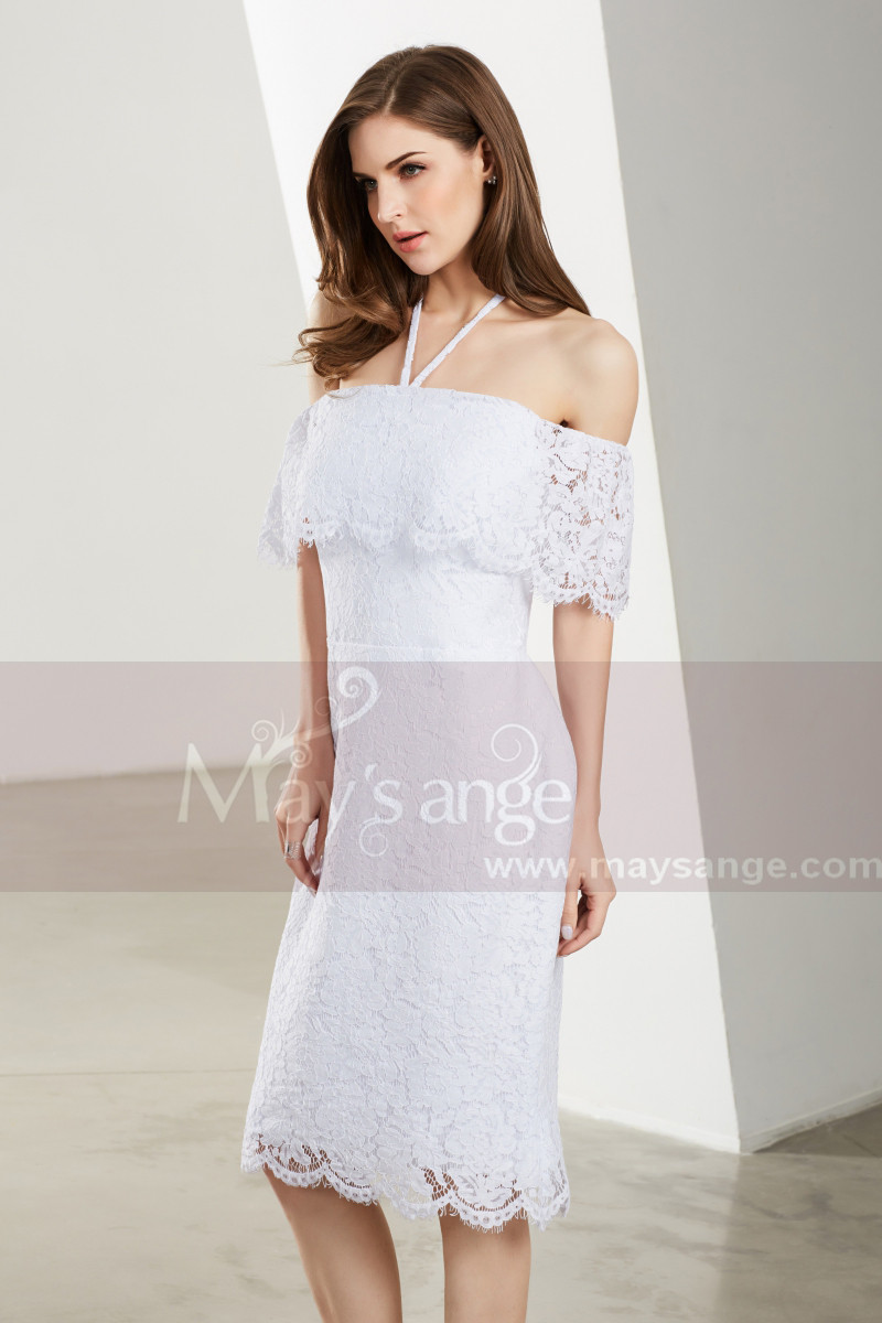 Off Shoulder Mermaid Beaded Short White Lace Prom Dresses, Off The Shoulder Short White Lace Formal Evening Homecoming Dresses