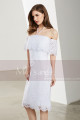 Off-The-Shoulder Short White Lace Dress - Ref C1903 - 07
