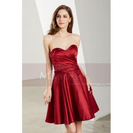 Short Strapless Satin Homecoming Party Dress