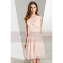 Chiffon Short V-Neck Pink Cocktail Party Dress - Ref C1906 - 04