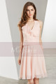 Chiffon Short V-Neck Pink Cocktail Party Dress - Ref C1906 - 04