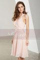 Chiffon Short V-Neck Pink Cocktail Party Dress - Ref C1906 - 05
