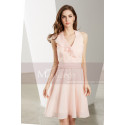 Chiffon Short V-Neck Pink Cocktail Party Dress - Ref C1906 - 06