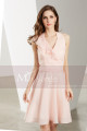 Chiffon Short V-Neck Pink Cocktail Party Dress - Ref C1906 - 06