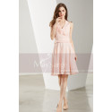 Chiffon Short V-Neck Pink Cocktail Party Dress - Ref C1906 - 08