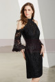 Long Sleeve Open-Back Lace Short Prom Dress - Ref C1907 - 06