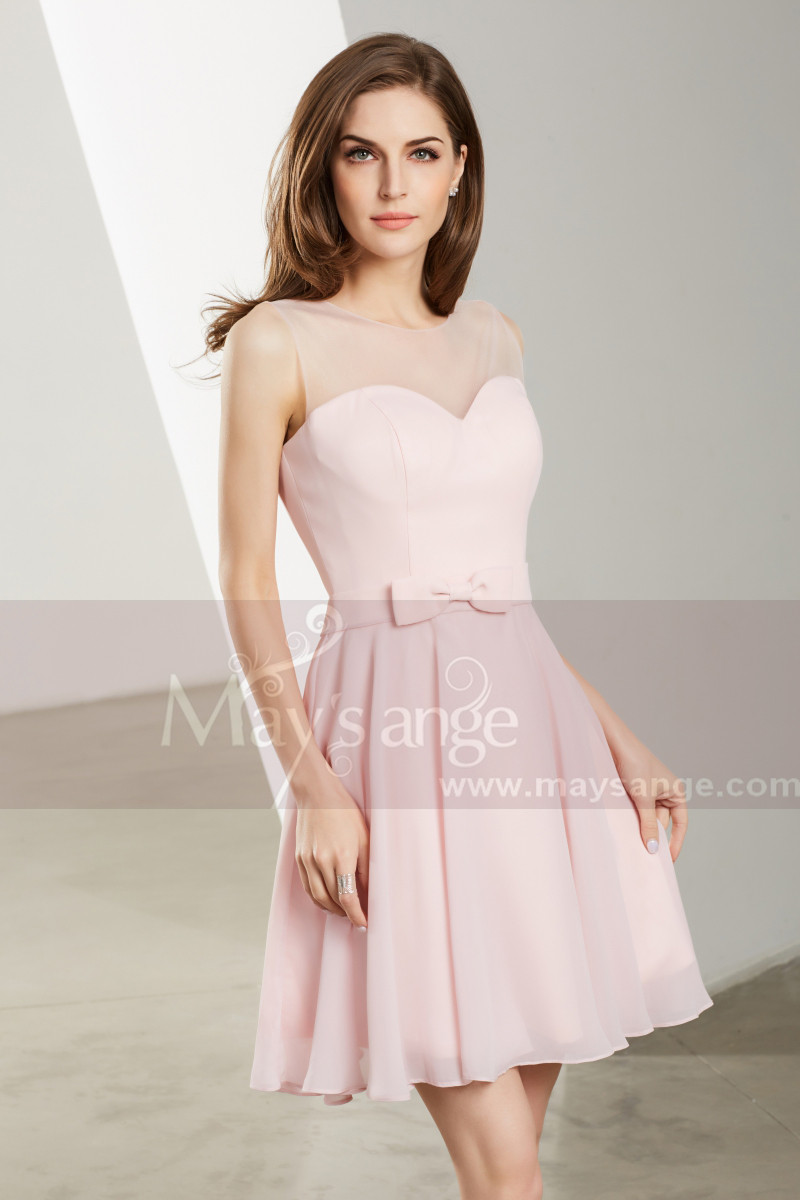 pink chiffon dress short