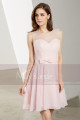 Short Sleeveless Pink Chiffon Cocktail Dress - Ref C1901 - 06