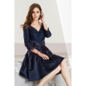 Long Sleeve Short Navy Blue Prom Dresses - Ref C1910 - 02