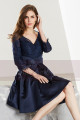 Long Sleeve Short Navy Blue Prom Dresses - Ref C1910 - 02