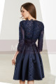 Long Sleeve Short Navy Blue Prom Dresses - Ref C1910 - 03