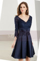 Long Sleeve Short Navy Blue Prom Dresses - Ref C1910 - 04
