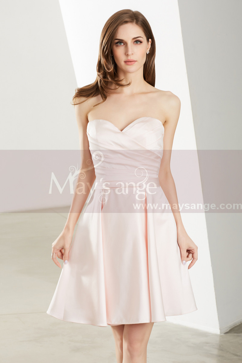 Pink Strapless Short Wedding-Guest Party Dress | Bustier Cocktail Dress