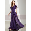 Longue Robe De Cocktail Manche Courte Violette - Ref L1902 - 04