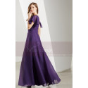 Flutter Sleeves V Neck Long Purple Vintage Dress - Ref L1902 - 06