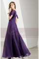Flutter Sleeves V Neck Long Purple Vintage Dress - Ref L1902 - 06