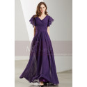 Longue Robe De Cocktail Manche Courte Violette - Ref L1902 - 05