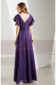 Flutter Sleeves V Neck Long Purple Vintage Dress - Ref L1902 - 03