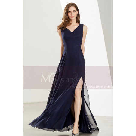 Robe Bleu Marine Longue Classe Avec Fente