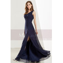 Navy Blue Formal Long V-Neck Prom Dress with Side Slit - Ref L1921 - 04