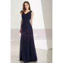 Navy Blue Formal Long V-Neck Prom Dress with Side Slit - Ref L1921 - 06