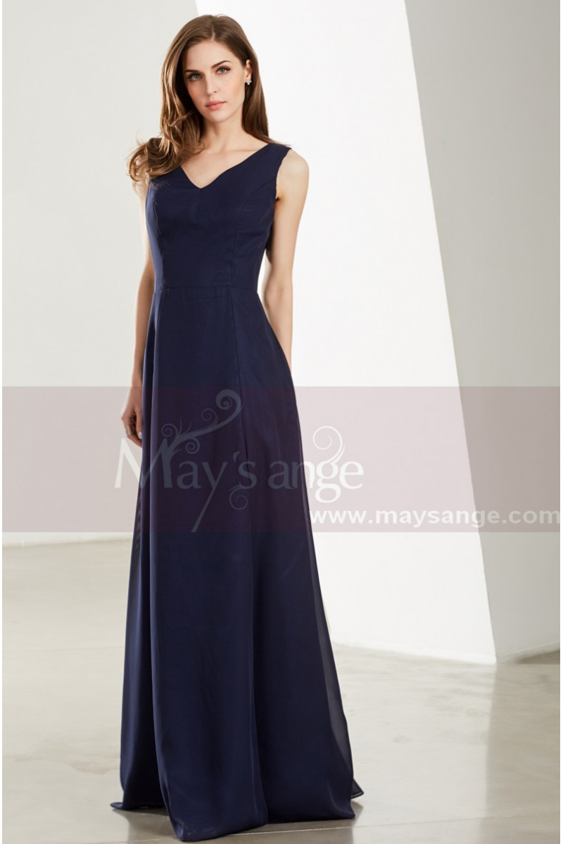 Navy Blue Long Prom Dress with Slit Elegant Evening Party Dress main image 1