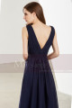 Navy Blue Formal Long V-Neck Prom Dress with Side Slit - Ref L1921 - 03