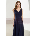 Navy Blue Formal Long V-Neck Prom Dress with Side Slit - Ref L1921 - 08