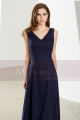 Navy Blue Formal Long V-Neck Prom Dress with Side Slit - Ref L1921 - 08