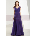 Lace Bodice Sleeveless Long V-Neck Purple Evening Gowns - Ref L1918 - 02