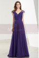 Lace Bodice Sleeveless Long V-Neck Purple Evening Gowns - Ref L1918 - 02