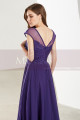 Lace Bodice Sleeveless Long V-Neck Purple Evening Gowns - Ref L1918 - 03