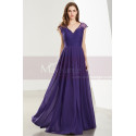 Lace Bodice Sleeveless Long V-Neck Purple Evening Gowns - Ref L1918 - 06