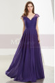 Lace Bodice Sleeveless Long V-Neck Purple Evening Gowns - Ref L1918 - 06