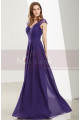 Lace Bodice Sleeveless Long V-Neck Purple Evening Gowns - Ref L1918 - 04
