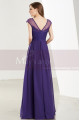 Lace Bodice Sleeveless Long V-Neck Purple Evening Gowns - Ref L1918 - 05