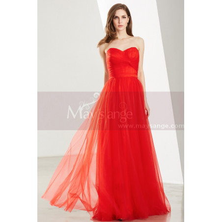 Floor Length Tulle Strapless Sweetheart Red Ball Gown