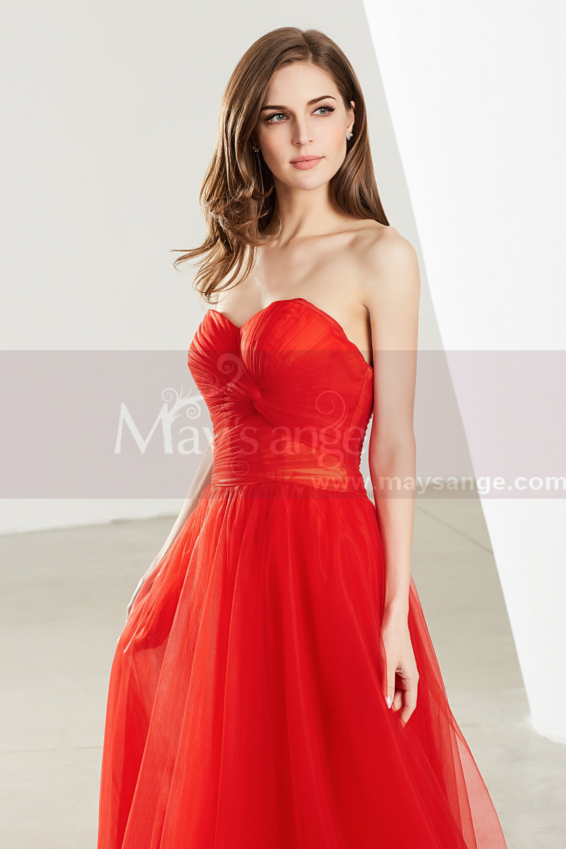 red sleeveless ball gown
