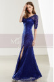 Lace Floor-Length Royal Blue Formal Gown With Side Slit - Ref L1913 - 06