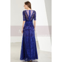 Lace Floor-Length Royal Blue Formal Gown With Side Slit - Ref L1913 - 02