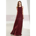 Long Open Back Two Pieces Burgundy Cocktail Dresses - Ref L1917 - 02