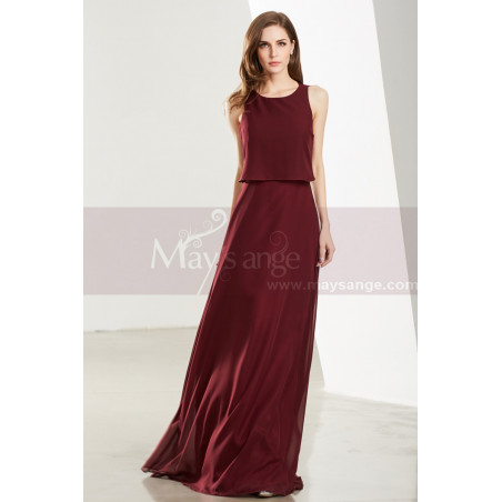 Long Open Back Two Pieces Burgundy Cocktail Dresses