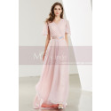 Dusty Pink Long Sleeve Vintage Formal Evening Dress - Ref L1914 - 02