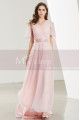 Robe Longue Rose Poudre Avec Manches Volantes - Ref L1914 - 02