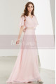 Robe Longue Rose Poudre Avec Manches Volantes - Ref L1914 - 03