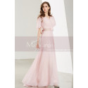 Robe Longue Rose Poudre Avec Manches Volantes - Ref L1914 - 05