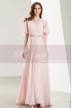 Dusty Pink Long Sleeve Vintage Formal Evening Dress - Ref L1914 - 06
