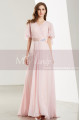 Robe Longue Rose Poudre Avec Manches Volantes - Ref L1914 - 06