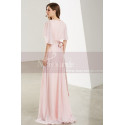 Robe Longue Rose Poudre Avec Manches Volantes - Ref L1914 - 04